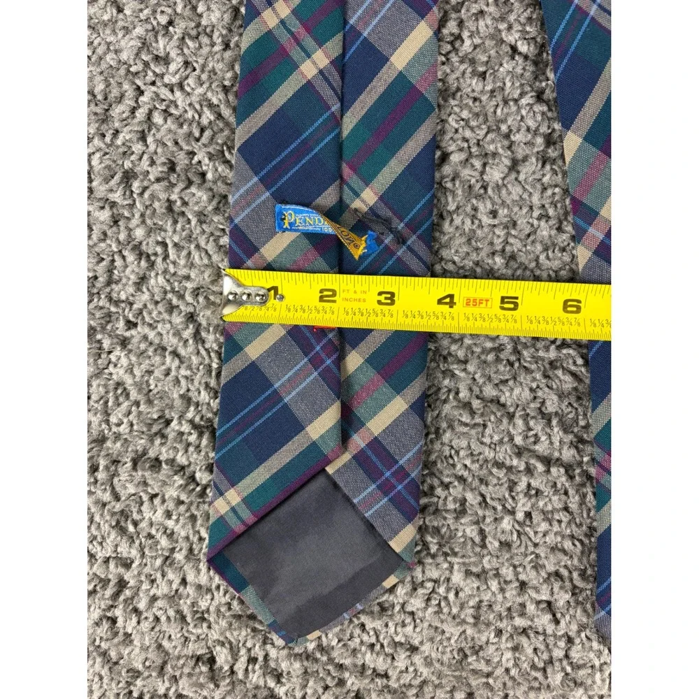 Pendleton Mens Plaid Wool Tie Navy Green Purple Tan Made in USA A219-168